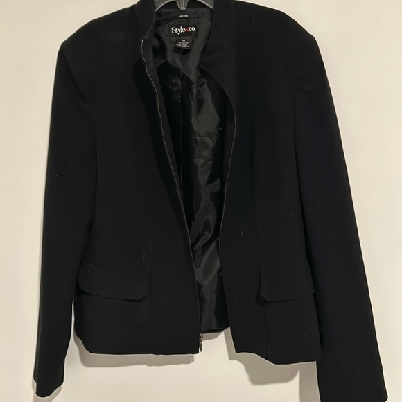 style &.co. Tops - Style &Co. black zip up blazer, size 14 but looks smaller very stylish blazer